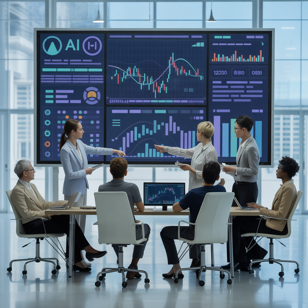 Équipe FinTech IA discutant d'une stratégie